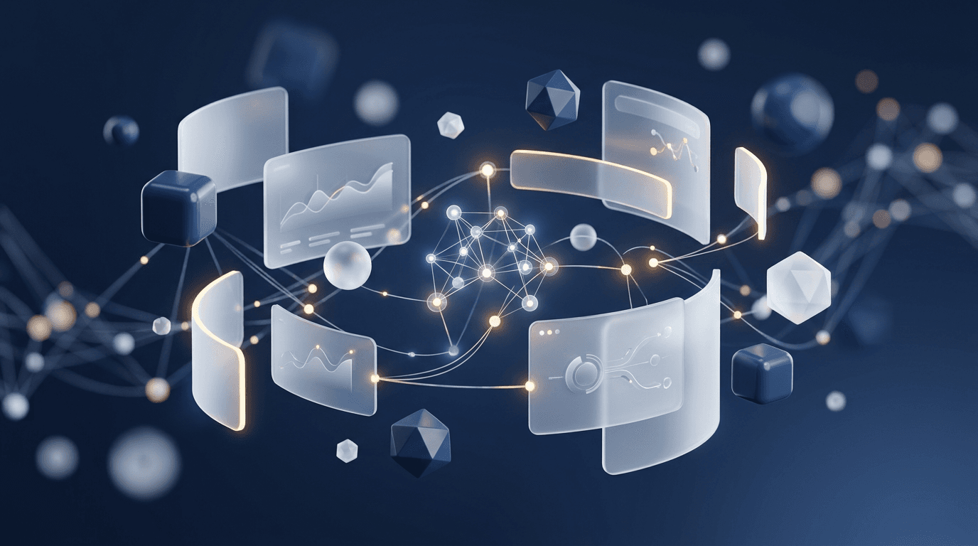 Abstract AI and digital transformation illustration